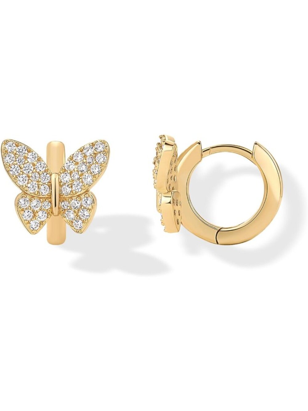 14K Gold Plated Small Huggie Hoop Earrings for Women, Stylish Motif Design